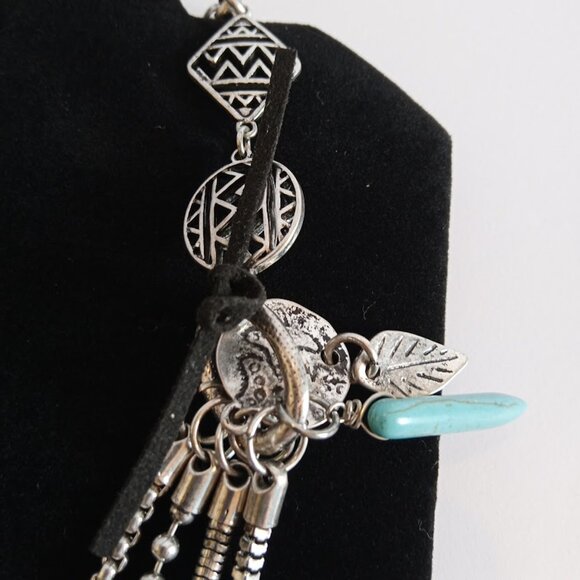 VTG 36" Stunning Boho Southwestern Silver Tone 4 Chain Filigree Dangle Necklace - Picture 12 of 14